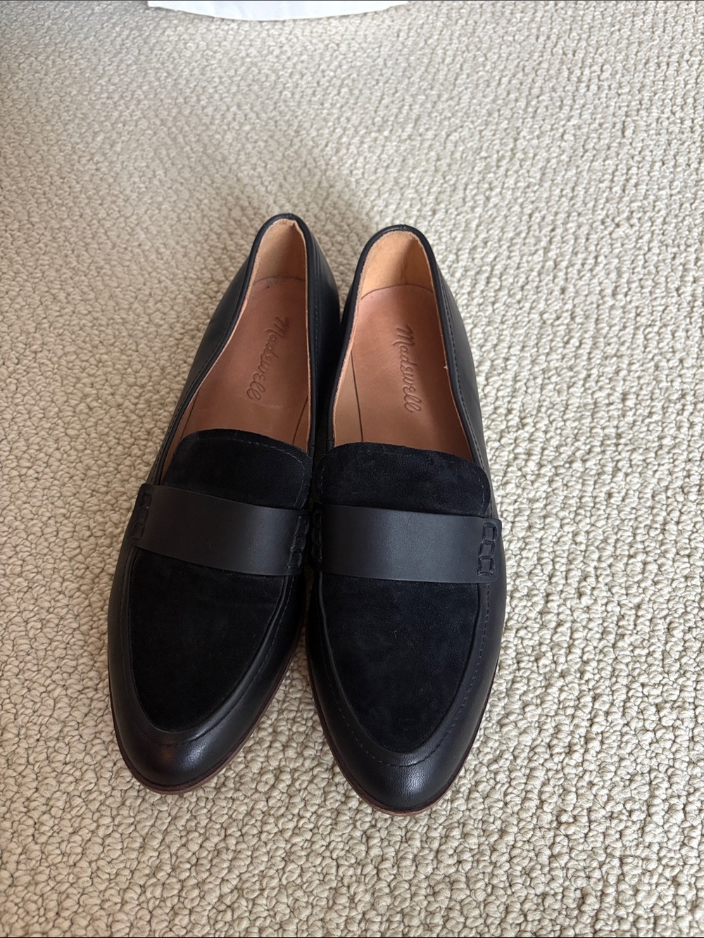 Women's Black Leather & Suede Penny Loafers